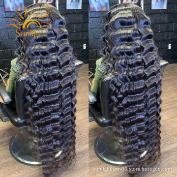Sunlight Loose Deep Wave Brazilian cuticle aligned virgin hair Full HD lace frontal human hair extensions human hair wigs